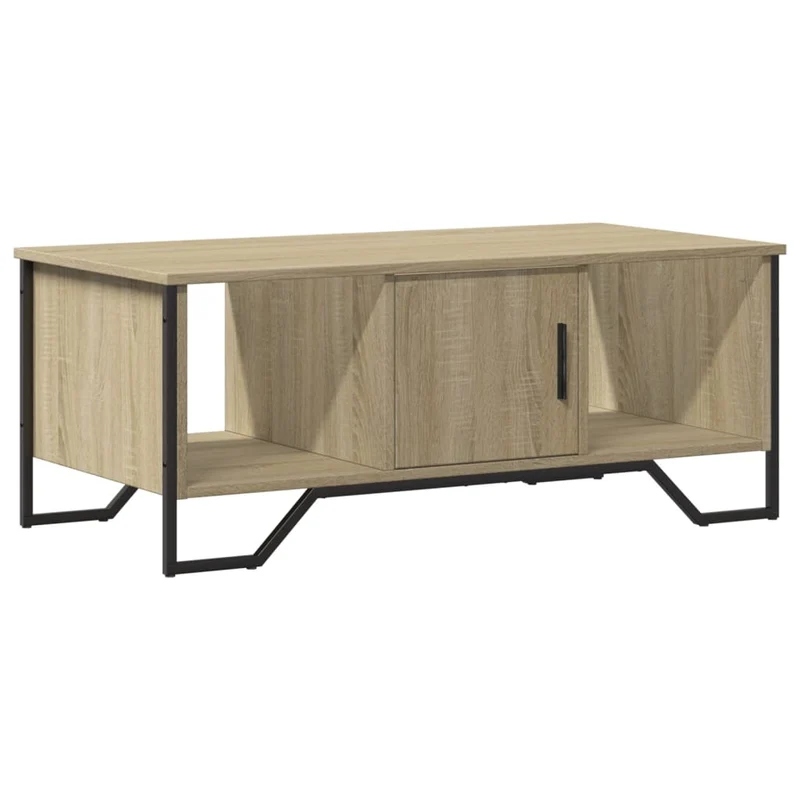 Table basse avec compartiment de rangement design industriel 100 x 51 x 40 cm bois d'ingénierie couleur chêne et métal DEC038876