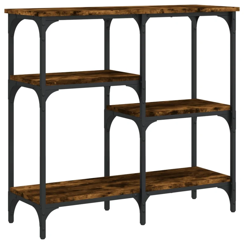 Table console d'entrée fonctionnel et stylé avec étagères 80 x 29 x 75 cm bois d'ingénierie marron et métal DEC031818