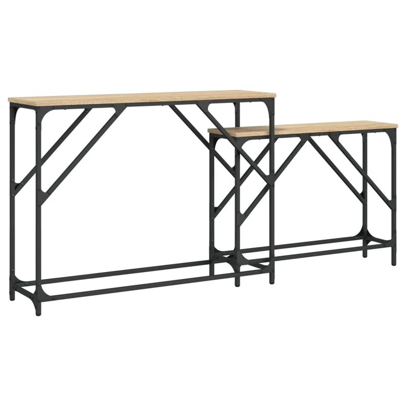 Lot de 2 tables d'appoint console en bois d'ingénierie et métal DEC032603