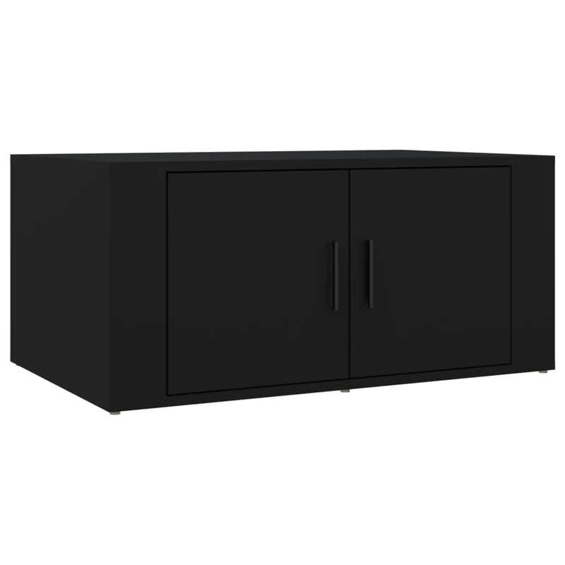 Table basse avec 2 compartiments design moderne 80 x 50 x 36 cm bois d'ingénierie noir DEC039762