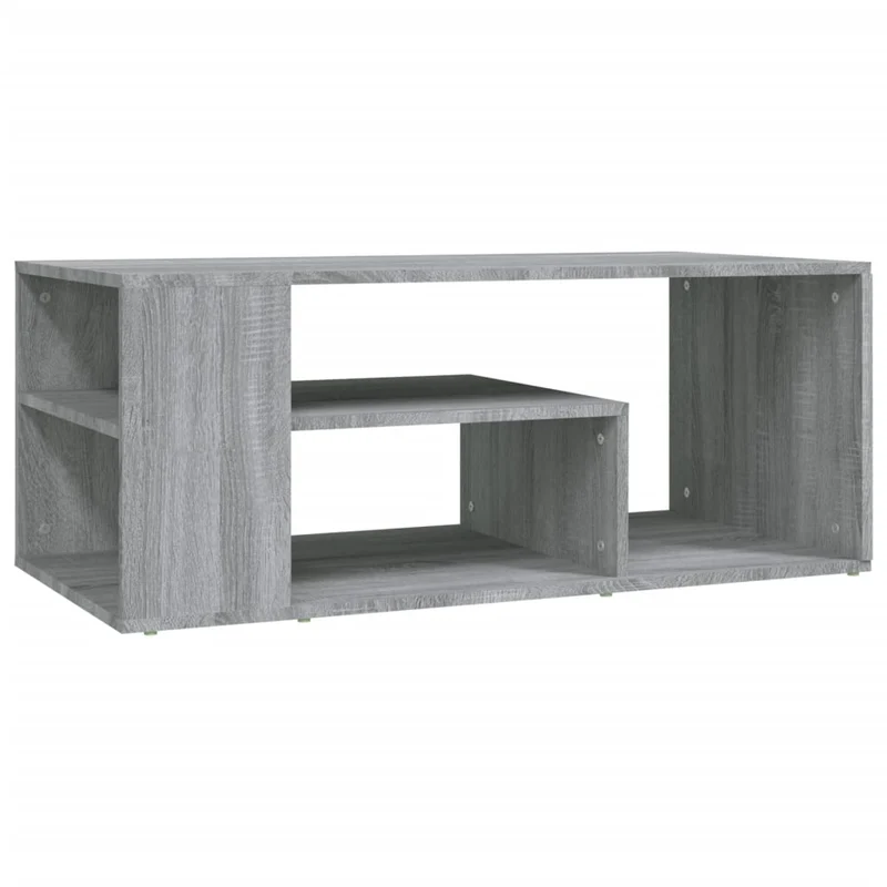 Table basse avec étagères design moderne et contemporaine 100 x 50 x 40 cm bois d'ingénierie gris DEC039943