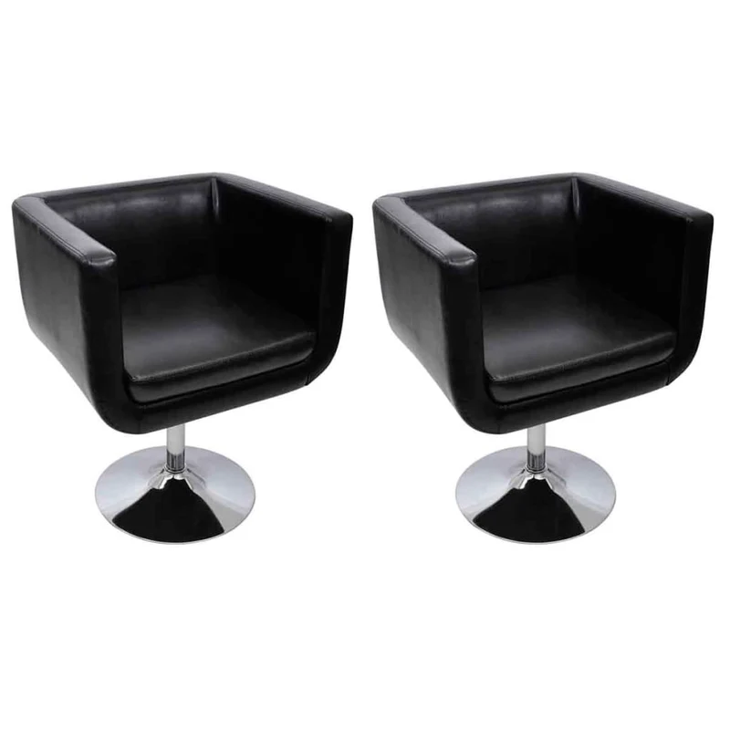 Set de 2 fauteuils de salle à manger hauteur réglable en PVC noir et acier chromé DEC026494