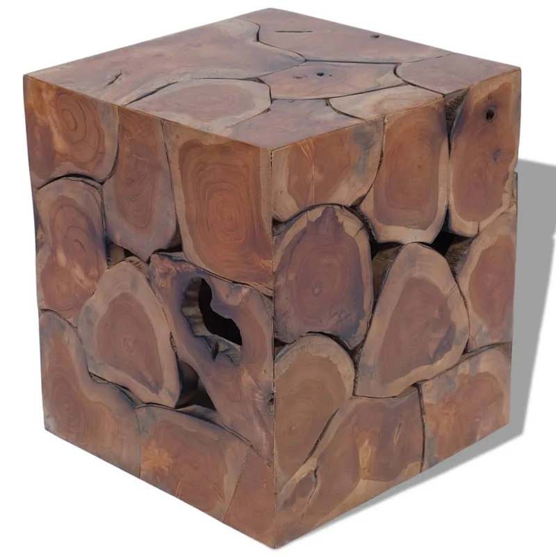 Tabouret assise support plantes 40 x 40 x 45 cm en bois de teck massif brun DEC026336