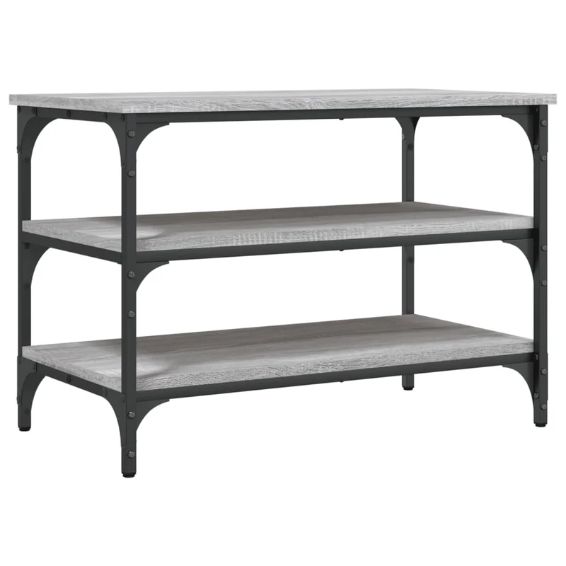 Banc de rangement à chaussures 3 étagères 70 x 38,5 x 49 cm bois d'ingénierie couleur sonoma gris DEC024944