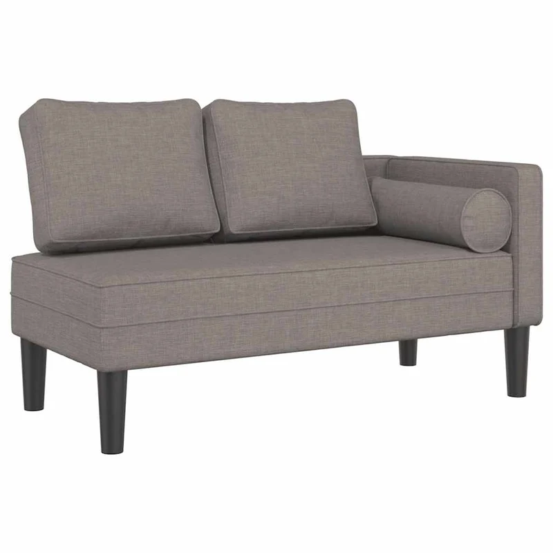Méridienne chaise longue canapé pour intérieur avec coussins taupe tissu taupe DEC026102