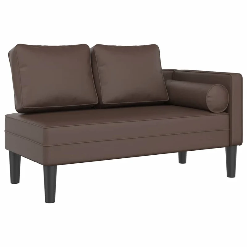 Méridienne chaise longue caanapé pour intérieur avec coussins en PVC brun DEC026085