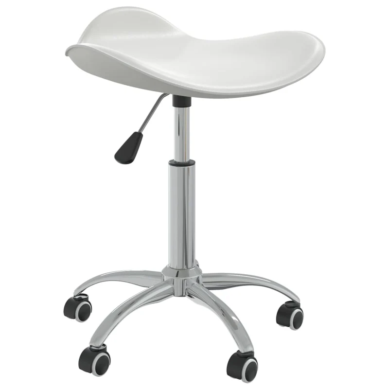 Tabouret de travail sur roulettes pivotant hauteur réglable en PVC blanc DEC025064
