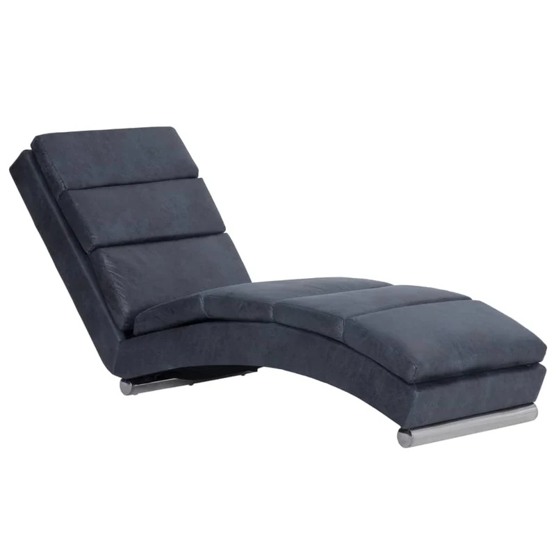 Méridienne chaise longue canapé pour intérieur en PVC apect daim gris DEC026193