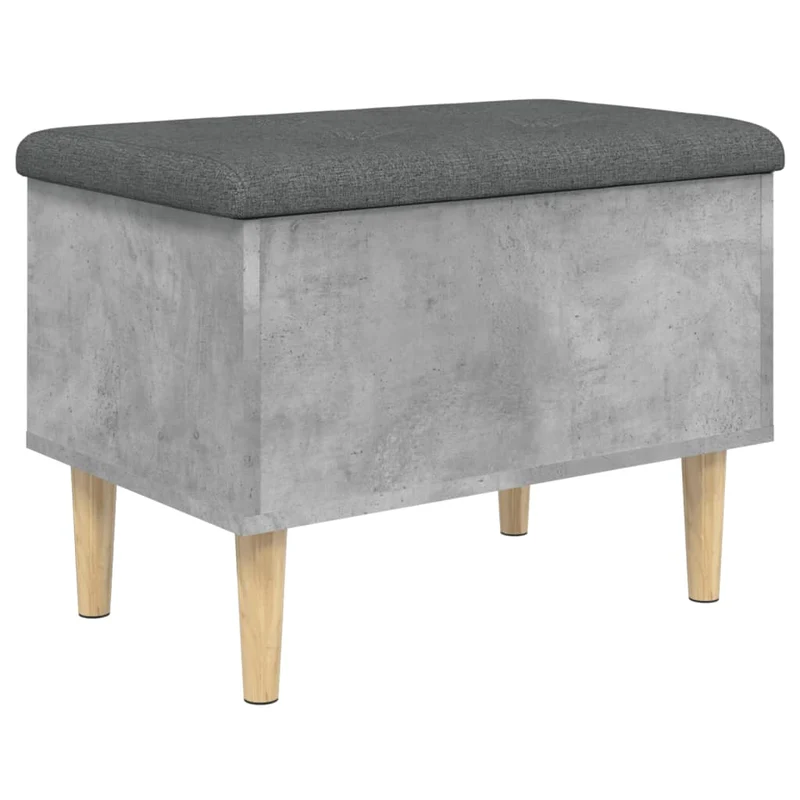 Banc banquette de rangement avec coussin d'assise gris 62 x 42 x 46 cm bois d'ingénierie couleur gris béton DEC024766
