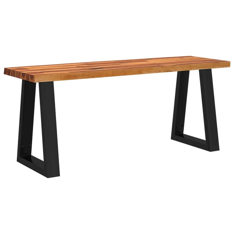 Banc de cuisine design industriel 110 cm en bois d'acacia massif brun pieds en forme de U en acier DEC024698