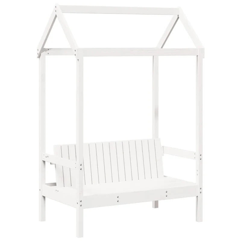 Banquette banc avec toit 117,5 x 70 x 176,5 cm en bois de pin massif blanc DEC024664
