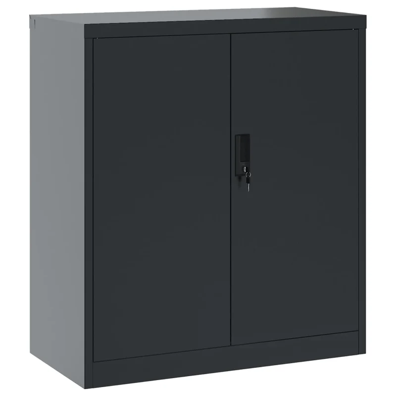 Caissons à tiroirs meuble de bureau portes verrouillables 79 x 40 x 90 cm en acier anthracite DEC024502