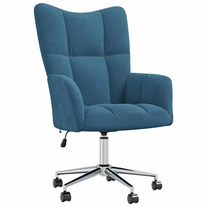 Fauteuil lounge chaise de canapé bureau sur roulettes design moderne en velours bleu DEC026645