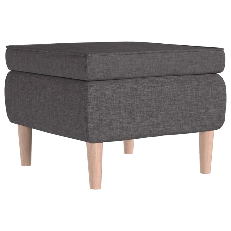 Tabouret assise repose-pieds avec pieds en bois assise en tissu gris foncé DEC026303