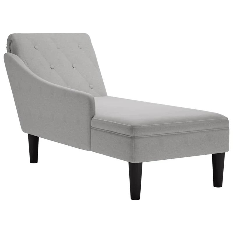 Méridienne chaise longue canapé pour intérieur avec coussin et accoudoir droit en tissu gris DEC026257