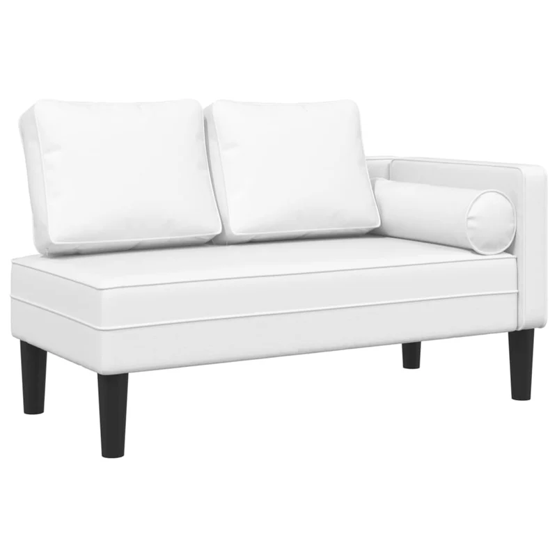 Méridienne chaise longue canapé pour intérieur avec coussins en PVC blanc DEC026059