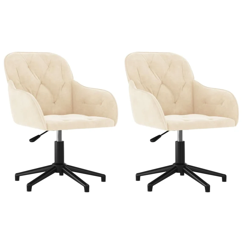 Lot de 2 chaises de salle à manger bureau siège pivotant hauteur réglable en velours crème DEC025219