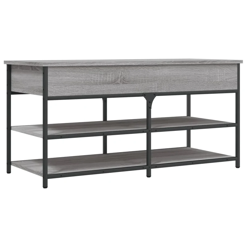 Banc de rangement à chaussures avec compartiment et étagère 100 x 42,5 x 50 cm bois d'ingénierie couleur sonoma gris DEC024931