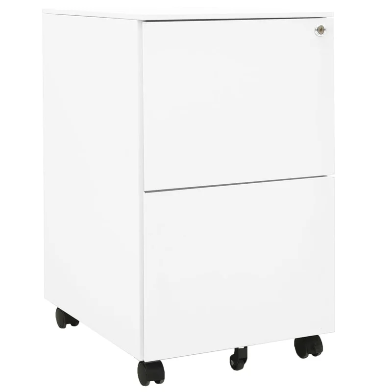 Caissons à tiroirs meuble de bureau sur roulettes avec 2 tiroirs 39 x 45 x 67 cm en acier blanc DEC024572