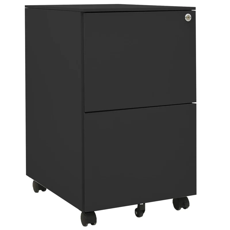 Caissons à tiroirs meuble de bureau sur roulettes 2 tiroirs 39 x 45 x 67 cm acier anthracite DEC024559