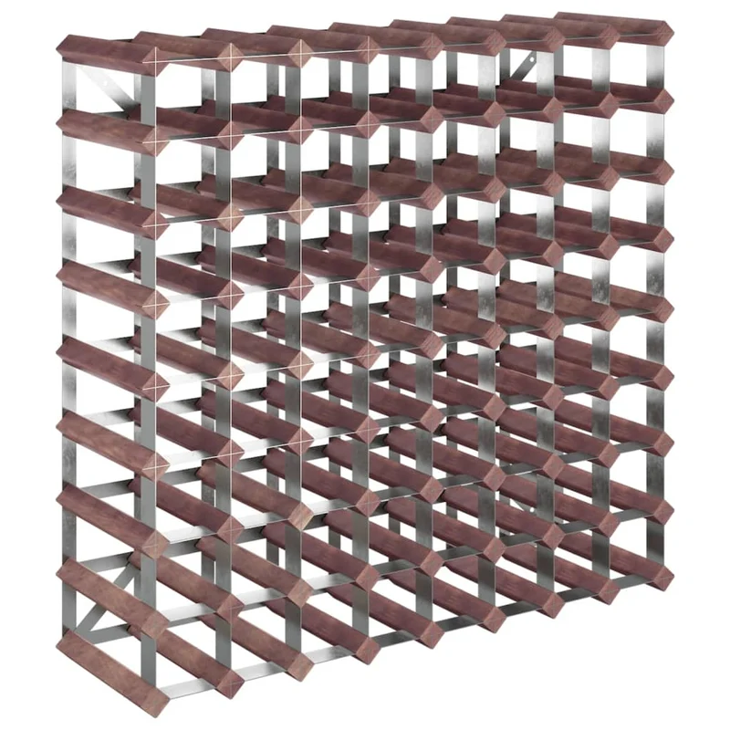 Casier range bouteilles étagère de rangement vin pour 72 bouteilles en bois pin marron et acier DEC024338