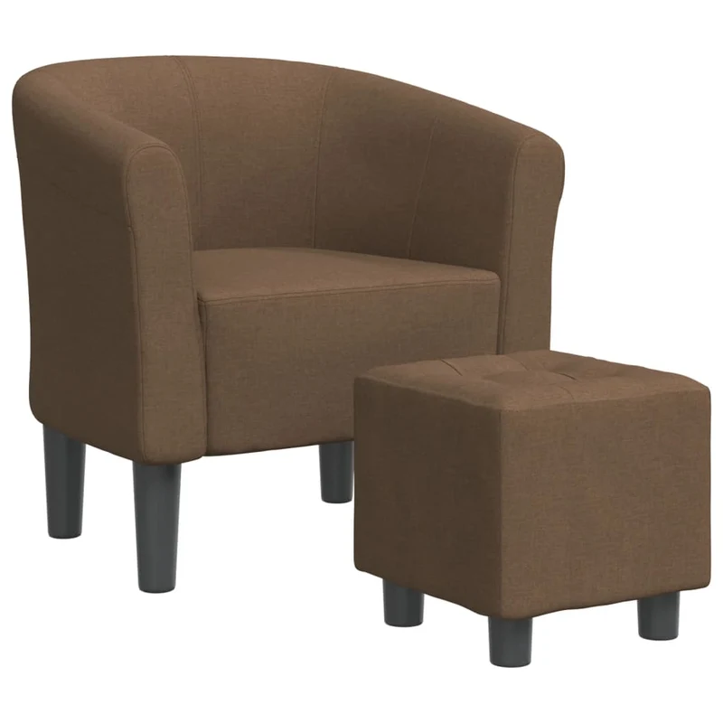 Fauteuil lounge assise confortable design moderne avec repose-pied en tissu marron DEC026427