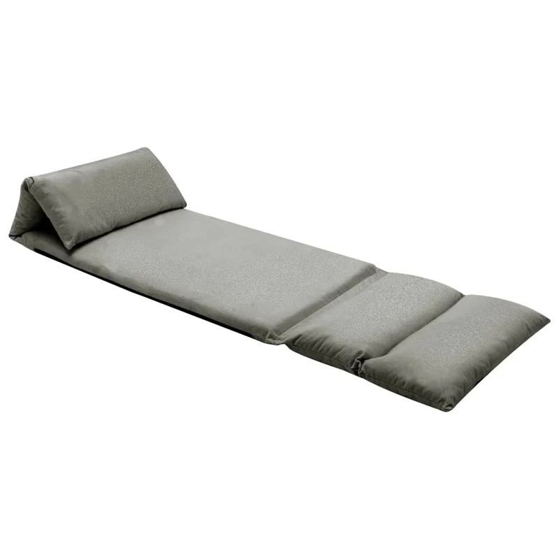 Fauteuil de sol piable réglable chaise longue de sol en microfibre gris DEC026235