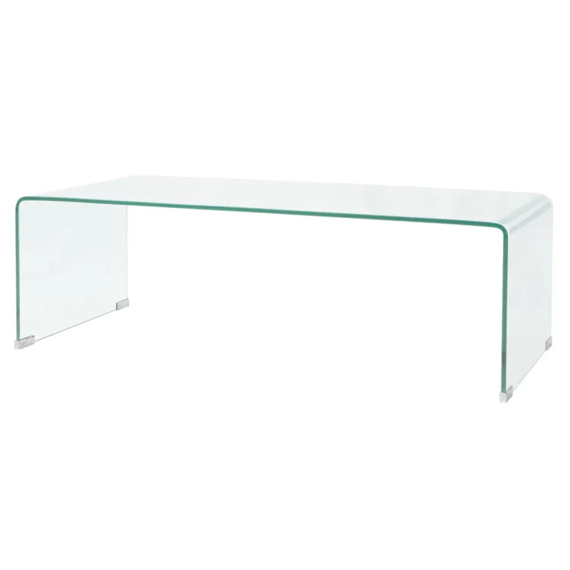 Table basse de salon design contemporain 98 x 45 x 30 cm Verre trempé Transparent DEC037252