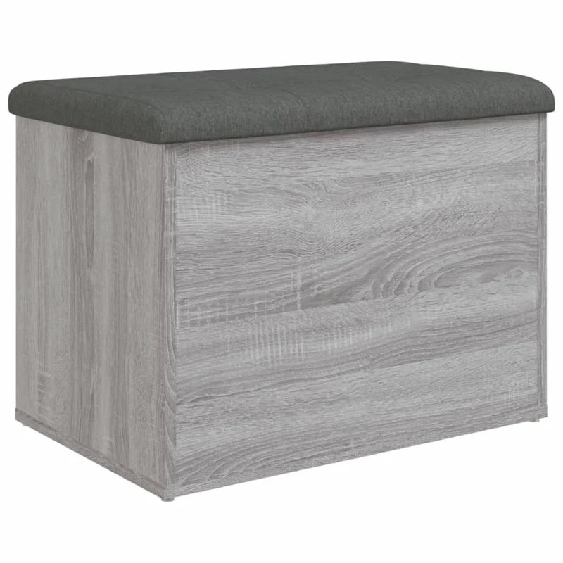 Banc banquette de rangement avec coussin d'assise gris 62 x 42 x 45 cm bois d'ingénieriecouleur sonoma gris DEC024802
