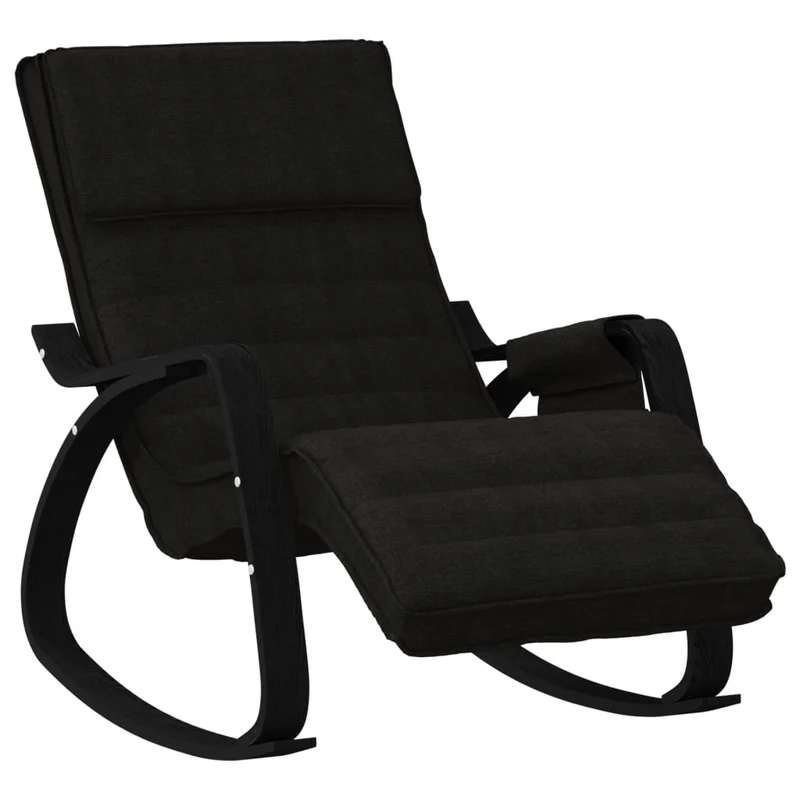 Fauteuil à bascule d'allaitement rembourré relax pour salon en tissu noir DEC029051
