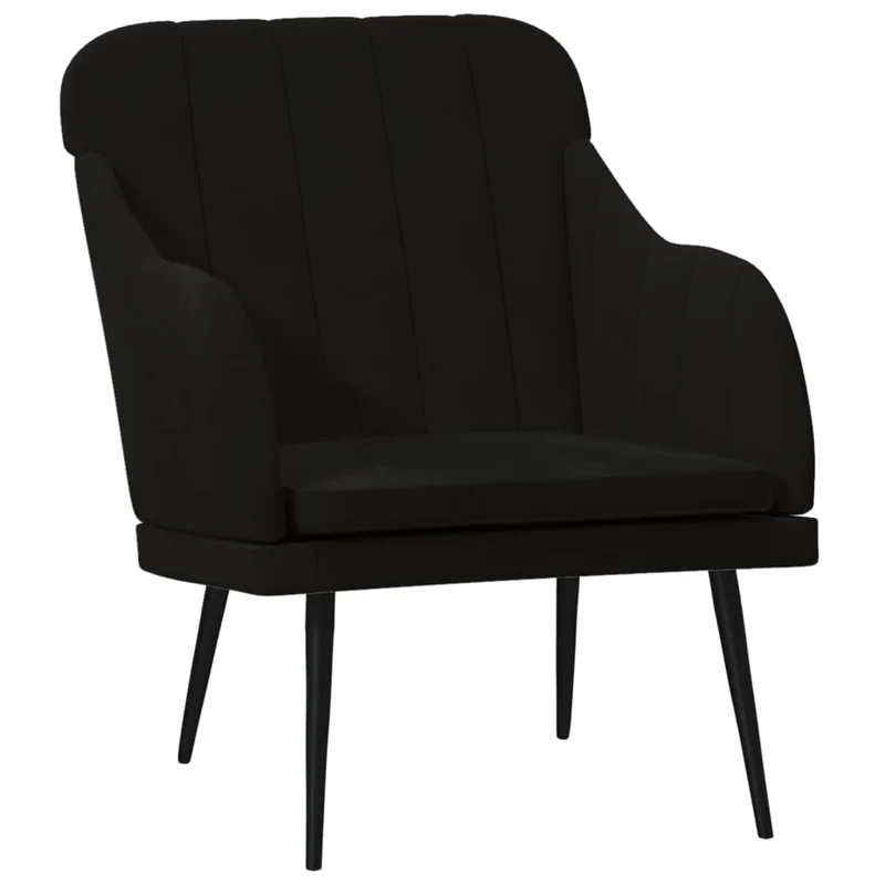 Fauteuil lounge design et moderne 63 x 76 x 80 cm velours noir et métal DEC028650