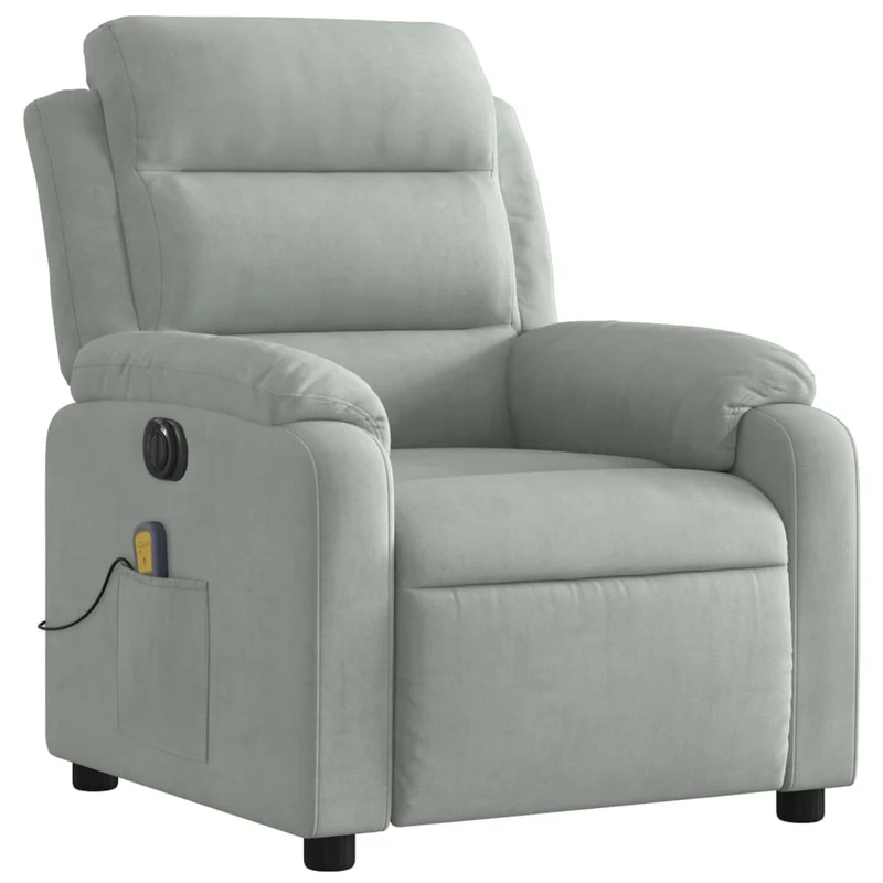 Fauteuil relax TV fonction de levage électrique très confortable 6 points de massageen velours gris DEC028298