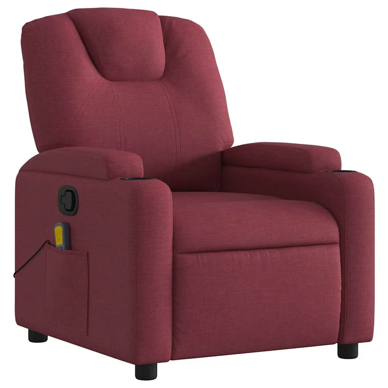 Fauteuil de relaxation TV fonction d'inclinaison manuelle et massage en tissu rouge bordeaux DEC027095