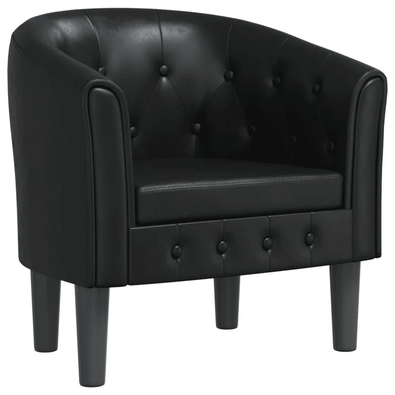 Fauteuil lounge assise confortable design moderne en PVC noir DEC026470