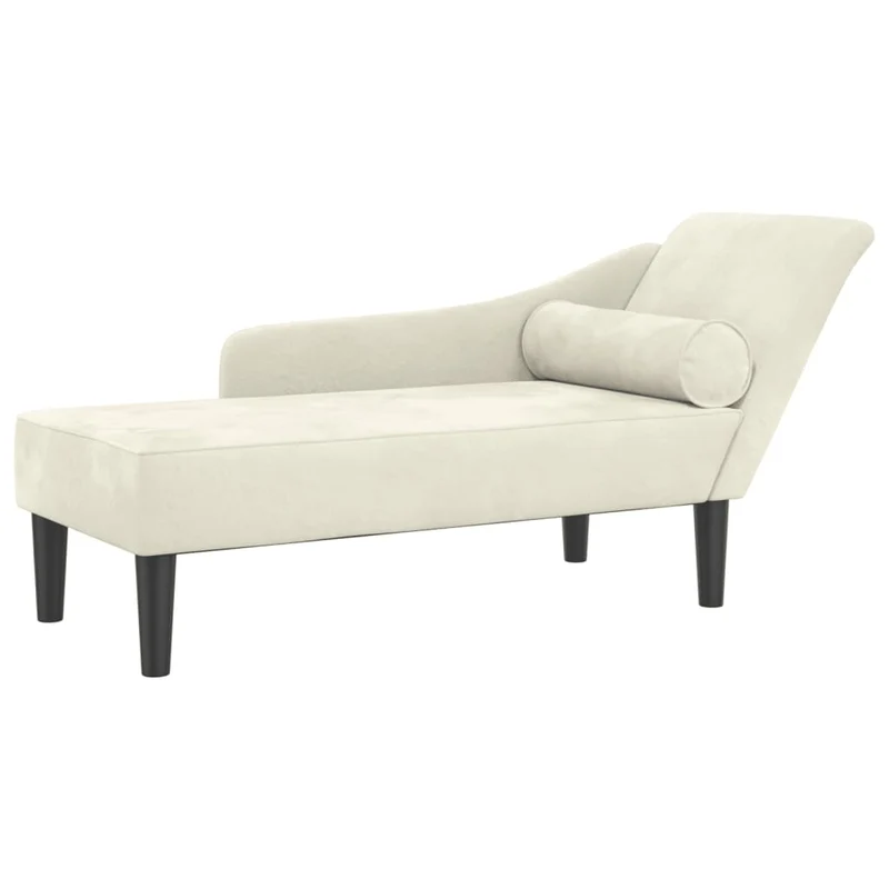 Méridienne chaise longue pour intérieur avec coussins crème velours crème DEC026071