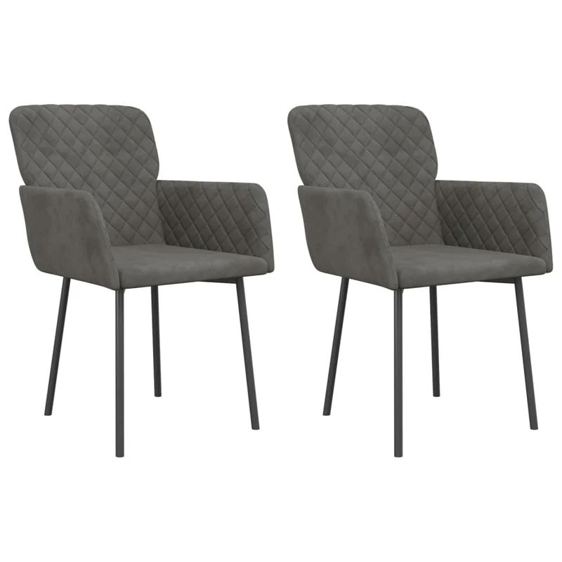 Set de 2 chaises de salle à manger en tissu velours gris foncé DEC025527