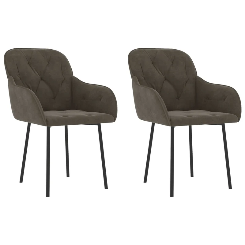 Set de 2 chaises de salle à manger en tissu velours gris et métal DEC025528