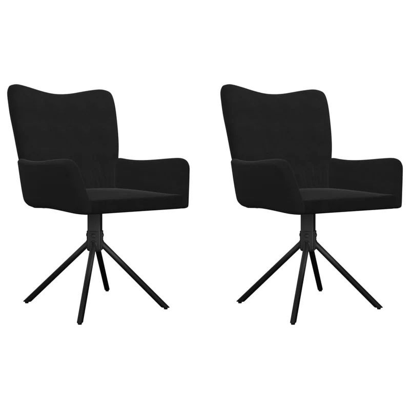 Lot de 2 chaises de salle à manger siège pivotant en velours noir et métal DEC025288