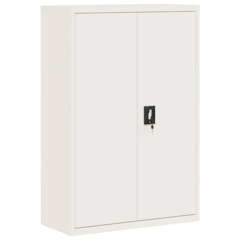 Caissons à tiroirs meuble de bureau avec 3 étagères réglables portes verrouillables 90 x 40 x 140 cm acier blanc DEC024525