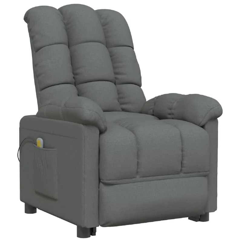 Fauteuil de relaxation avec fonction inclinaison manuelle et massage en tissu gris foncé DEC029207