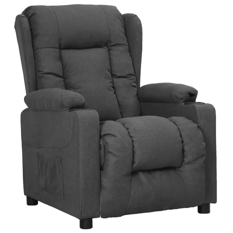 Fauteuil relax TV rembourrage confortable fonction d'inclinaison manuelle en tissu gris foncé DEC027951
