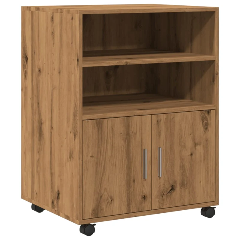 Meuble de bureau sur roulettes armoire de rangement 60 x 48 x 81 cm bois ingénierie couleur chêne DEC024491