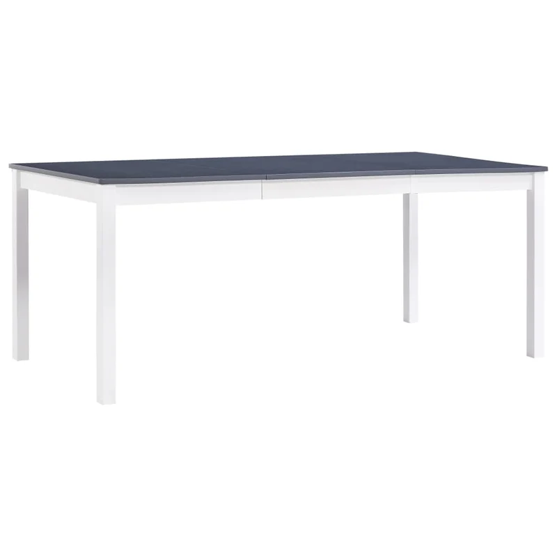 Table de salle à manger design simple 180 x 90 x 73 cm bois de pin blanc et gris DEC036771