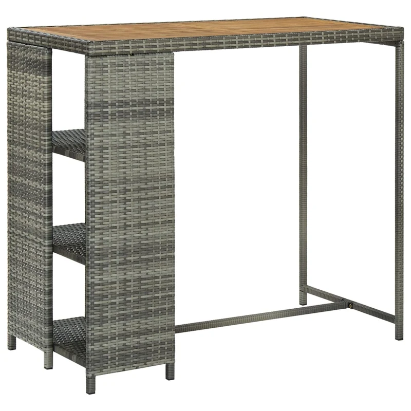 Table d’appoint multifonction avec rangement 120 x 60 x 110 cm résine tressée gris DEC036331
