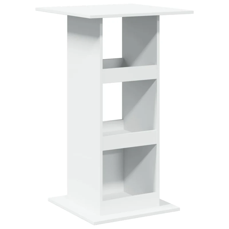 Table d’appoint multifonction avec rangement 60 x 60 x 102cm bois d’ingénierie blanc DEC036325