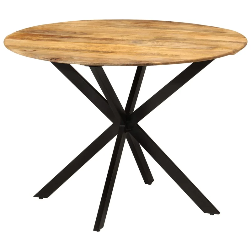Table de salle à manger design industriel ø110 x 78 cm bois de manguier massif et acier DEC036682