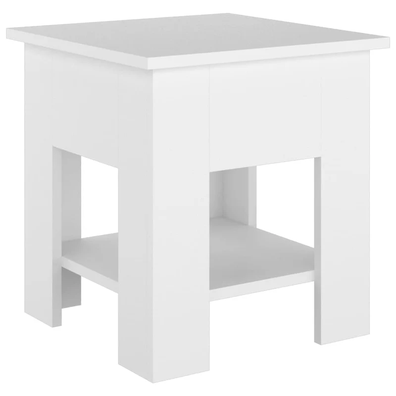 Table basse de salon design moderne 40 x 40 x 42 cm bois d'ingénierie blanc DEC037864