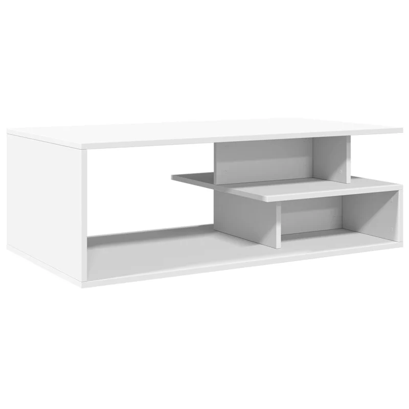 Table basse de salon avec compartiment de rangement design moderne 102 x 55 x 35 cm bois d'ingénierie blanc DEC037828