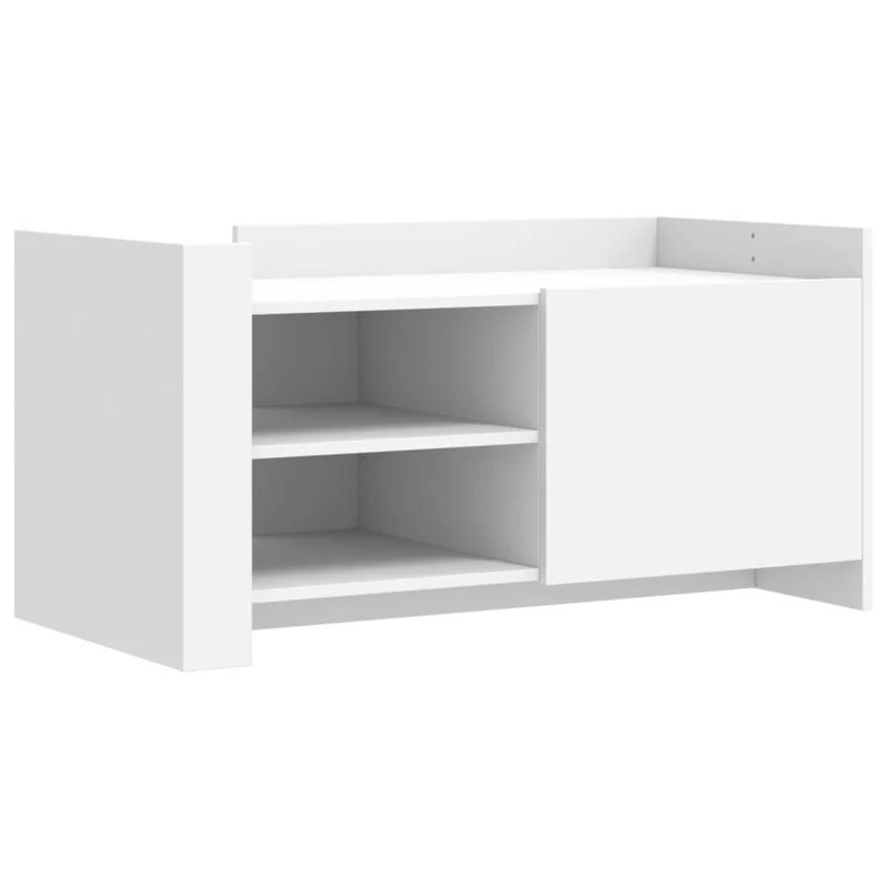 Table basse de salon avec étagères design moderne 100 x 50 x 50 cm bois d'ingénierie blanc DEC037797