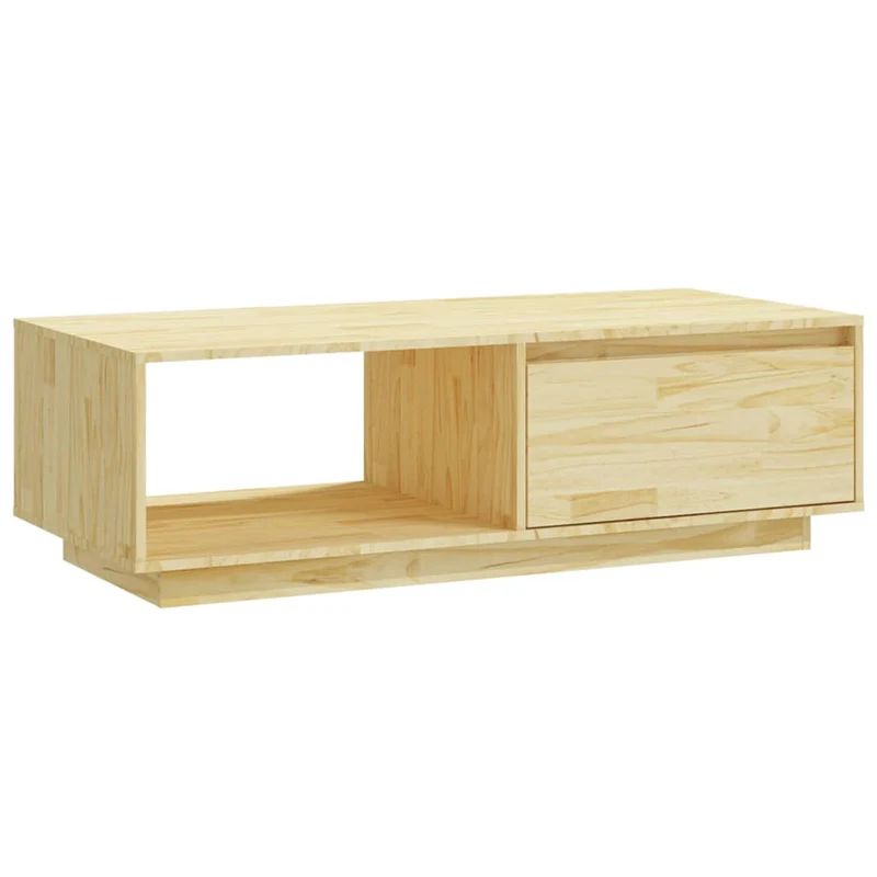 Table basse de salon avec rangement design rustique 110 x 50 x 33,5 cm bois de pin massif non traité DEC036981